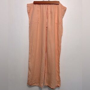 Victoria’s Secret Peach Linen Drawstring Wide Leg Pants‎ Size 8